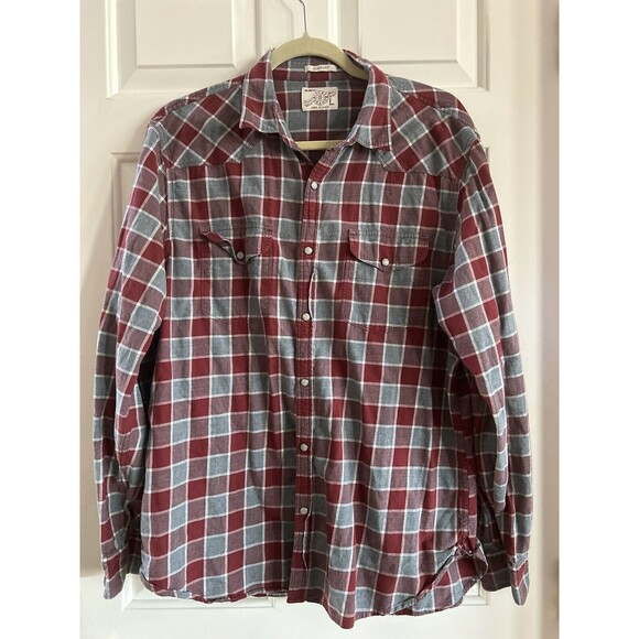 Lucky Brand Other - Lucky Brand Light Flannel Shirt Mens Large Plaid Button Up Pockets Pearl…